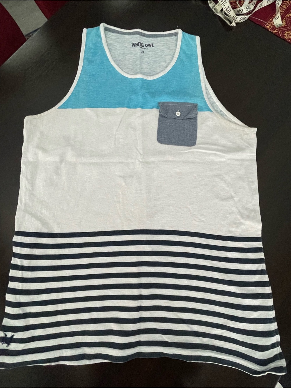 Men’s Blue & White Striped Tank Top